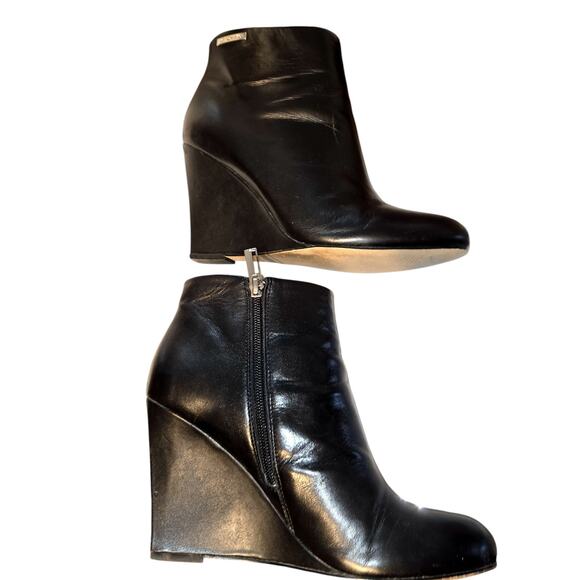 Calvin Klein 9 Black Women's Chelsea Ankle Boots 4 Inch Wedge Heel Shoe - Picture 2 of 11